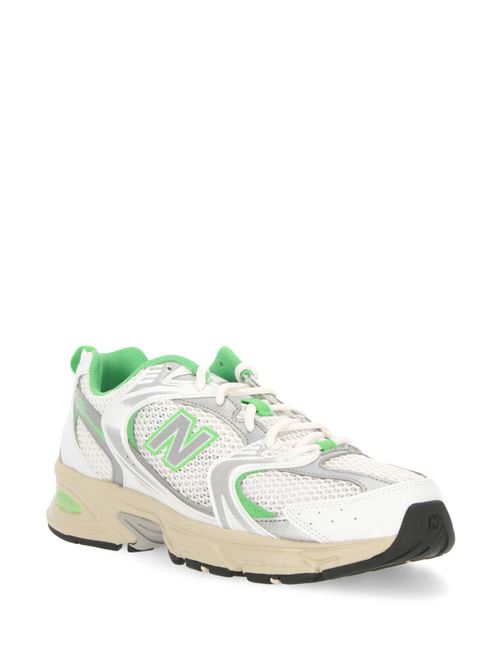 white/bright green/silver-tone mesh design New Balance | MR530ECWHITE/LIME